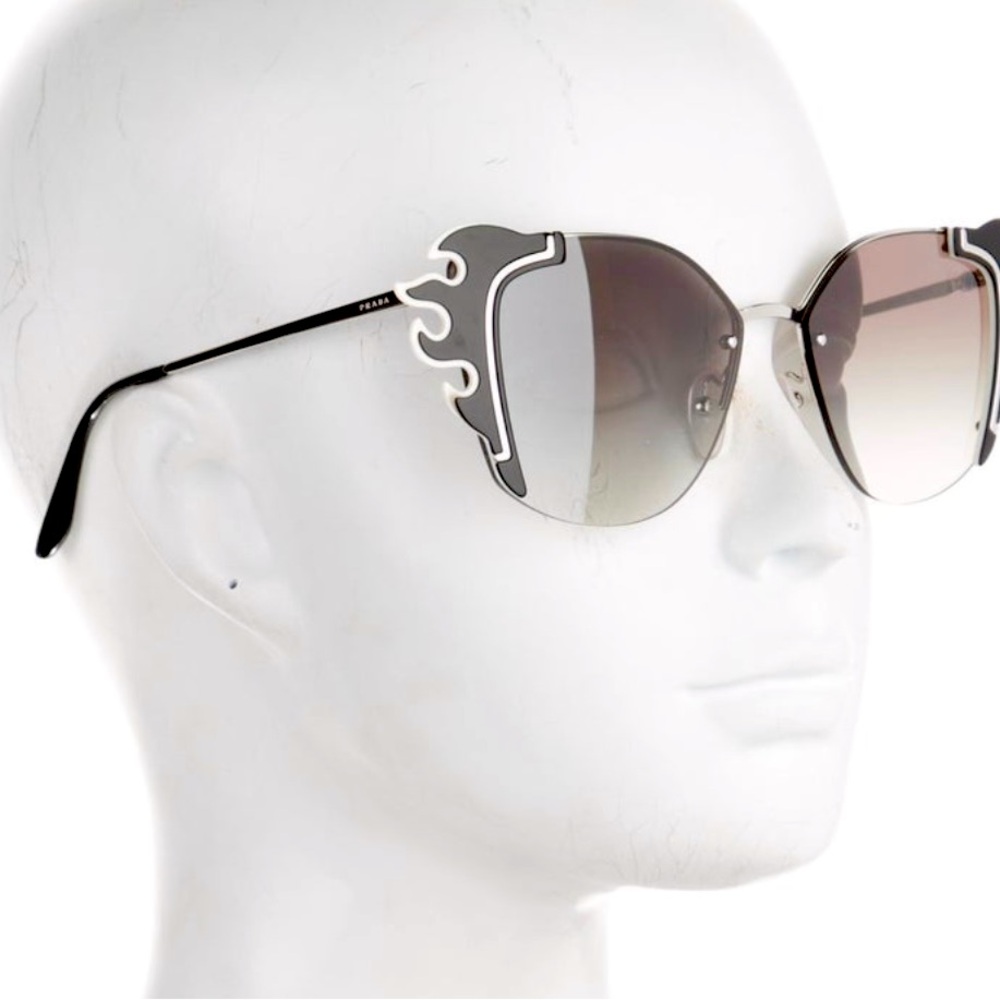 PRADA FLAME SUNGLASSES SPR 59V BLACK w/White Trim around flames!